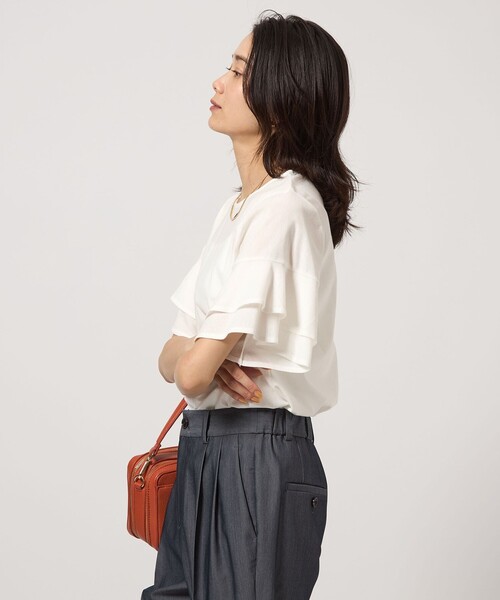 green label relaxing(グリーンレーベルリラクシング)の「シルトリ ダブルフレアスリーブ プルオーバー カットソー(Tシャツ/カットソー・レディース・ブラック/ブラウン系/オフホワイト/その他1・FREE)」の11枚目の写真