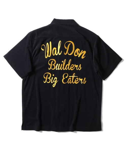 HOUSTON パイル素材ブラック ボーリングシャツ HOUSTON / ヒューストン 41080 BOWLING SHIRT (SKATE