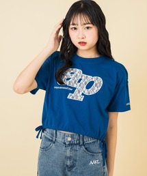 ANAP GｉRL（アナップガール）の「レース ワッペン付き サイド リボン Tシャツ トップス【キッズお揃い】（Tシャツ/カットソー・キッズ）」