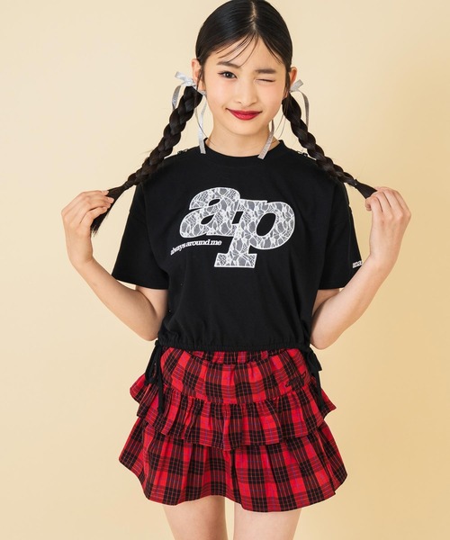 セール】レース ワッペン付き サイド リボン Tシャツ トップス