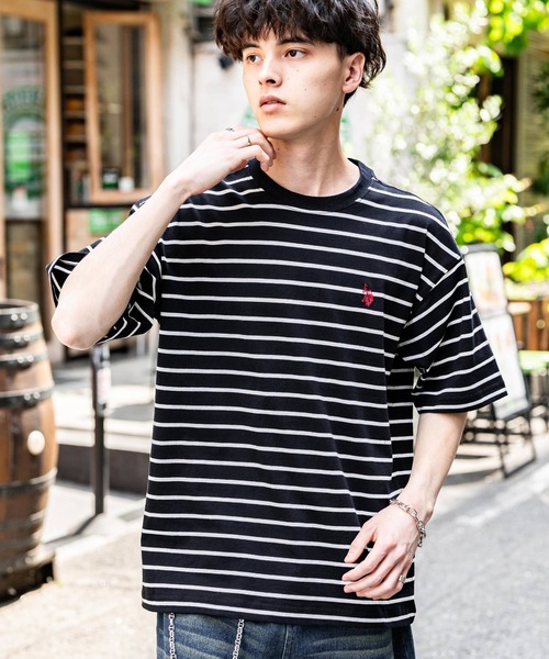 U.S. POLO ASSN.（ユーエスポロアッスン）の「U.S.POLO ASSN. ユーエスポロアッスン バックプリント/無地/ボーダー オーバーサイズクルーショートスリーブTシャツ（Tシャツ/カットソー・メンズ・ダークグリーン/オフホワイト/ネイビー/ブラック系/ブラック系1/ネイビー系/ブラック/ホワイト系/ホワイト系1/ダークグリーン系/ネイビー系1・M/L/LL）」の6枚目の写真