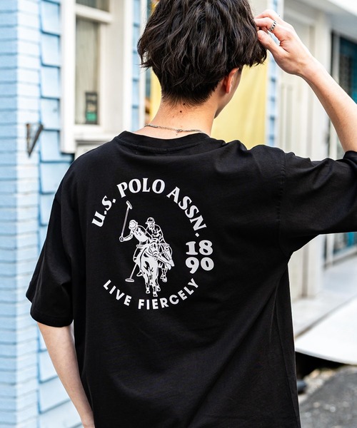 U.S. POLO ASSN.（ユーエスポロアッスン）の「U.S.POLO ASSN. ユーエスポロアッスン バックプリント/無地/ボーダー オーバーサイズクルーショートスリーブTシャツ（Tシャツ/カットソー・メンズ・ダークグリーン/オフホワイト/ネイビー/ブラック系/ブラック系1/ネイビー系/ブラック/ホワイト系/ホワイト系1/ダークグリーン系/ネイビー系1・M/L/LL）」の7枚目の写真