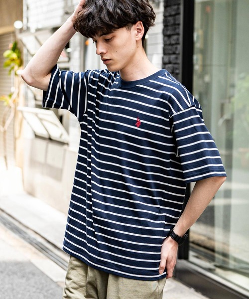 U.S. POLO ASSN.（ユーエスポロアッスン）の「U.S.POLO ASSN. ユーエスポロアッスン バックプリント/無地/ボーダー オーバーサイズクルーショートスリーブTシャツ（Tシャツ/カットソー・メンズ・ダークグリーン/オフホワイト/ネイビー/ブラック系/ブラック系1/ネイビー系/ブラック/ホワイト系/ホワイト系1/ダークグリーン系/ネイビー系1・M/L/LL）」の10枚目の写真