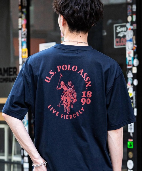 U.S. POLO ASSN.（ユーエスポロアッスン）の「U.S.POLO ASSN. ユーエスポロアッスン バックプリント/無地/ボーダー オーバーサイズクルーショートスリーブTシャツ（Tシャツ/カットソー・メンズ・ダークグリーン/オフホワイト/ネイビー/ブラック系/ブラック系1/ネイビー系/ブラック/ホワイト系/ホワイト系1/ダークグリーン系/ネイビー系1・M/L/LL）」の11枚目の写真