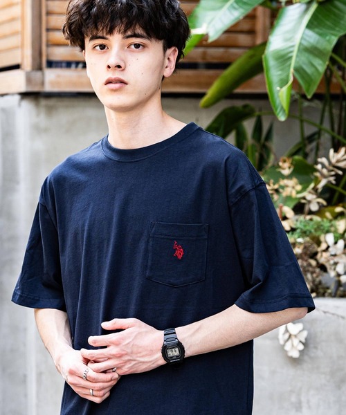 U.S. POLO ASSN.（ユーエスポロアッスン）の「U.S.POLO ASSN. ユーエスポロアッスン バックプリント/無地/ボーダー オーバーサイズクルーショートスリーブTシャツ（Tシャツ/カットソー・メンズ・ダークグリーン/オフホワイト/ネイビー/ブラック系/ブラック系1/ネイビー系/ブラック/ホワイト系/ホワイト系1/ダークグリーン系/ネイビー系1・M/L/LL）」の9枚目の写真