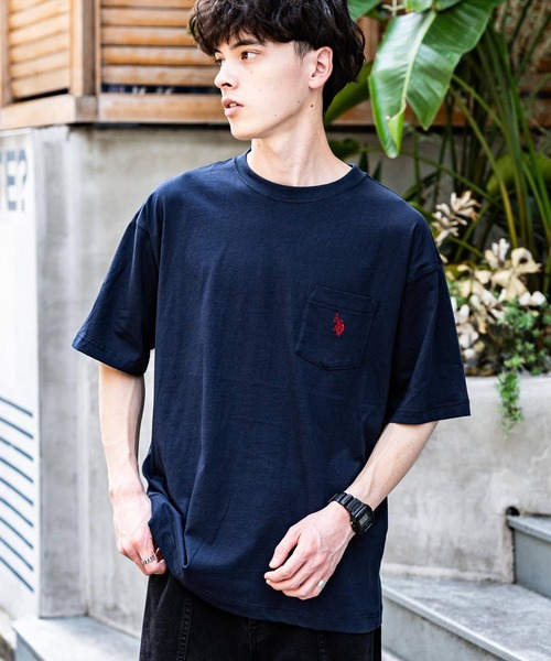 U.S. POLO ASSN.（ユーエスポロアッスン）の「U.S.POLO ASSN. ユーエスポロアッスン バックプリント/無地/ボーダー オーバーサイズクルーショートスリーブTシャツ（Tシャツ/カットソー・メンズ・ダークグリーン/オフホワイト/ネイビー/ブラック系/ブラック系1/ネイビー系/ブラック/ホワイト系/ホワイト系1/ダークグリーン系/ネイビー系1・M/L/LL）」の18枚目の写真
