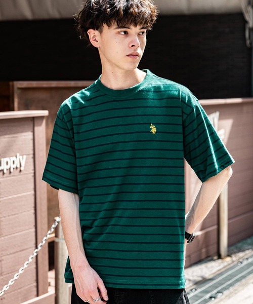 U.S. POLO ASSN.（ユーエスポロアッスン）の「U.S.POLO ASSN. ユーエスポロアッスン バックプリント/無地/ボーダー オーバーサイズクルーショートスリーブTシャツ（Tシャツ/カットソー・メンズ・ダークグリーン/オフホワイト/ネイビー/ブラック系/ブラック系1/ネイビー系/ブラック/ホワイト系/ホワイト系1/ダークグリーン系/ネイビー系1・M/L/LL）」の14枚目の写真