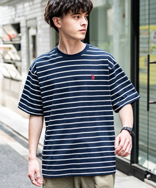U.S. POLO ASSN.（ユーエスポロアッスン）の「U.S.POLO ASSN. ユーエスポロアッスン バックプリント/無地/ボーダー オーバーサイズクルーショートスリーブTシャツ（Tシャツ/カットソー・メンズ・ダークグリーン/オフホワイト/ネイビー/ブラック系/ブラック系1/ネイビー系/ブラック/ホワイト系/ホワイト系1/ダークグリーン系/ネイビー系1・M/L/LL）」の20枚目の写真