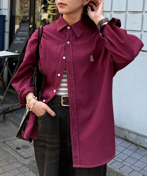 m:rex】ミニ恐竜ワッペンオックスシャツ（シャツ/ブラウス