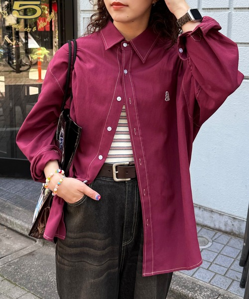 m:rex】ミニ恐竜ワッペンオックスシャツ（シャツ/ブラウス）｜DOUBLE