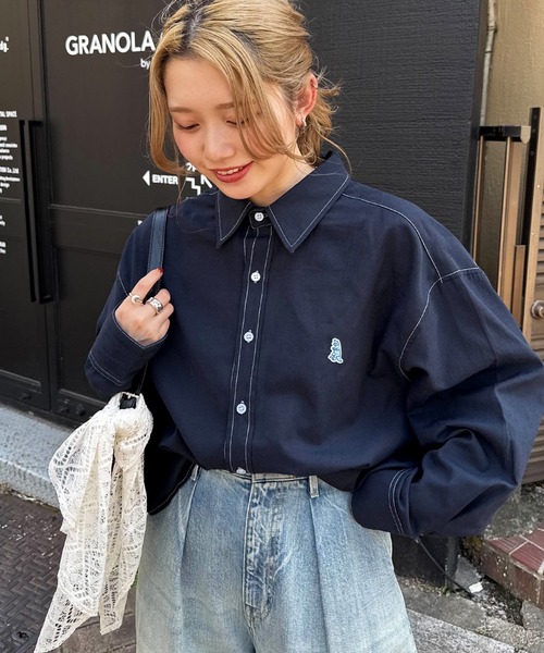 希少⭐︎カールヘルム 猫刺繍 ボタンダウン BD 半袖シャツ ブラック M 希少⭐︎カールヘルム 猫刺繍 ボタンダウン BD 半袖シャツ ブラック M