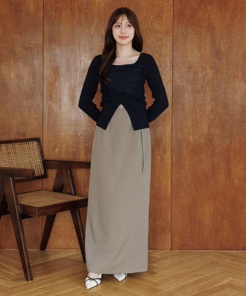 SENEE（セニー）の「belt set long skirt（ベルトセットロングスカート）（スカート・レディース・ベージュ/ブラック・MEDIUM/SMALL）」の3枚目の写真