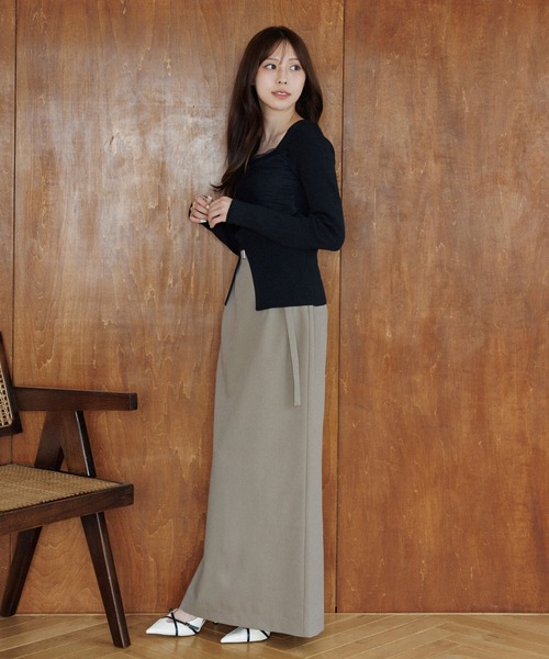 SENEE（セニー）の「belt set long skirt（ベルトセットロングスカート）（スカート・レディース・ベージュ/ブラック・MEDIUM/SMALL）」の4枚目の写真