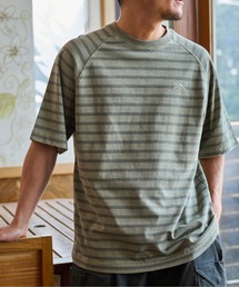 【SUNNY SMITH】ボーダーオーバーダイ ラグランロゴ刺繍Ｔシャツ