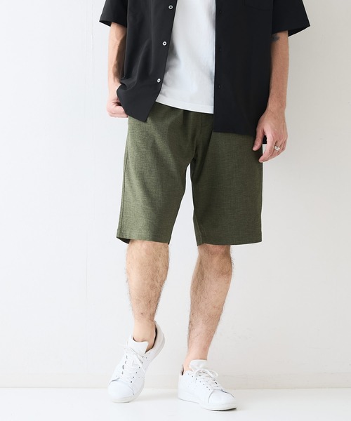 JEANS MATE（ジーンズメイト）の「【NATURAL STORY/ナチュラルストーリー】快適素材 リネンタッチ ショートパンツ ドライタッチ 速乾 シャリパン ストレッチ（その他パンツ・メンズ・カーキ/ネイビー/オフホワイト/チャコールグレー・MEDIUM/X-LARGE/LARGE）」の3枚目の写真