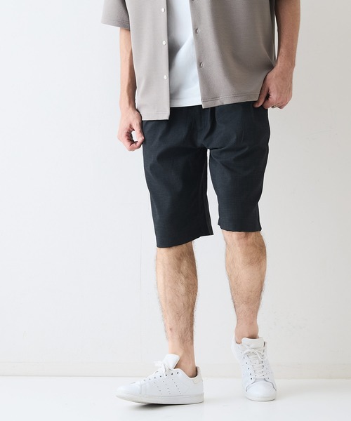 JEANS MATE（ジーンズメイト）の「【NATURAL STORY/ナチュラルストーリー】快適素材 リネンタッチ ショートパンツ ドライタッチ 速乾 シャリパン ストレッチ（その他パンツ・メンズ・カーキ/ネイビー/オフホワイト/チャコールグレー・MEDIUM/X-LARGE/LARGE）」の2枚目の写真