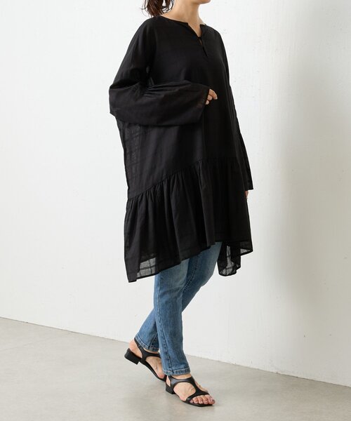BEARDSLEY　エスカルゴコンビチュニック　ブラック　ビアズリー　長袖　黒 BEARDSLEY（ビアズリー）の「エスカルゴティアードチュニック