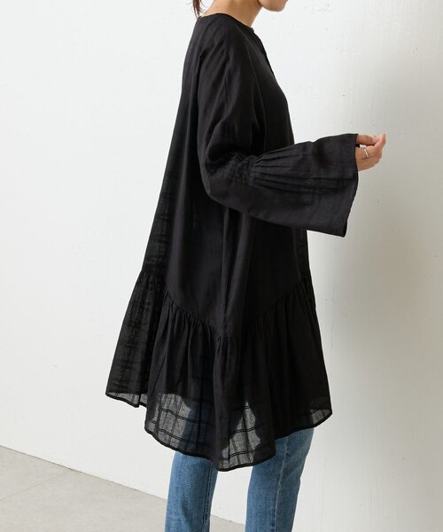 BEARDSLEY ウールチェックブラウス　ブラック　ビアズリー　チュニック BEARDSLEY - BEARDSLEY ウールチェックブラウス ブラック