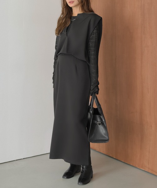 キーネックプルオーバーロングスカートセットアップ（セットアップ