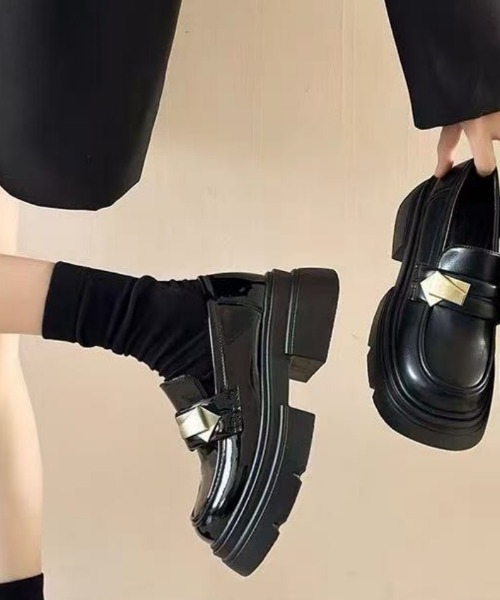 Ritzy（リッツィー）の「軽量厚底 メタルバックル ローファー（ローファー・レディース・ブラック系1/ブラック系2・22.5/23/23.5/24/24.5/25）」の8枚目の写真