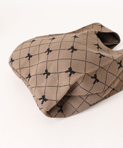 tone(トーン)の「【88eighty-eight】レトロリボン柄ミニニットハンドバッグ【import】(MA)(ハンドバッグ・レディース・ブラウン系その他/ベージュ・FREE)」の5枚目の写真