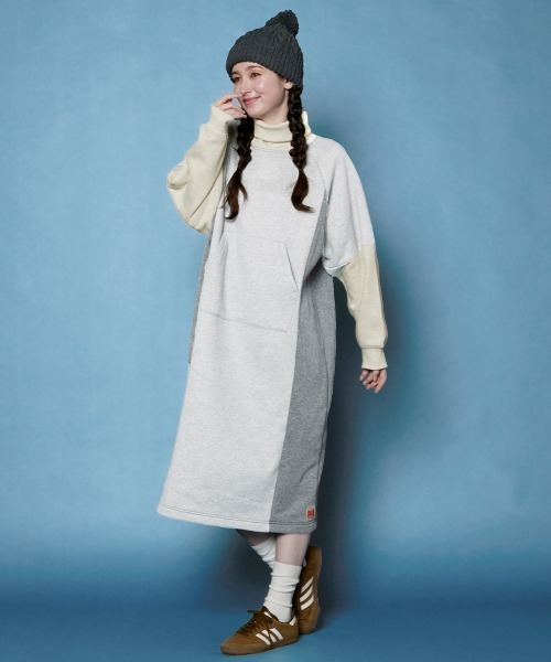 KRIFF MAYER Lady's Collection（クリフメイヤーレディースコレクション）の「裏起毛杢タートルネックワンピース（スウェット・レディース・グレー/ダークグリーン/ブラック/オートミール・MEDIUM/LARGE）」の3枚目の写真