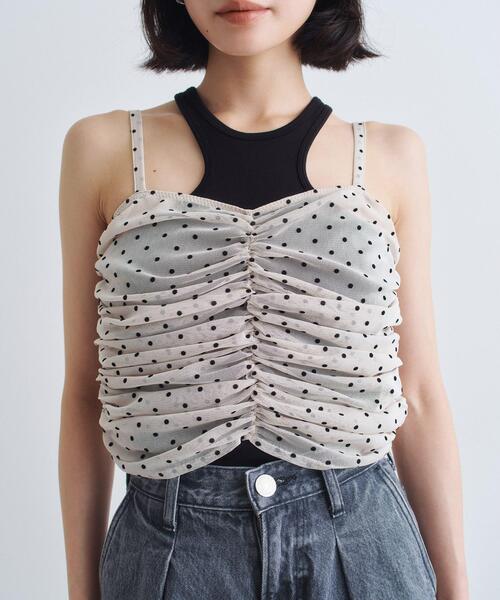CODE A(コードエー)の「tulle dot bustier(ベスト・レディース・ネイビー系5/アイボリー系5・00)」の3枚目の写真