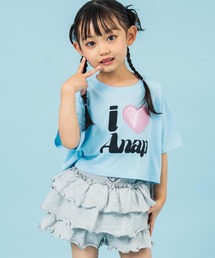 ANAP kids（アナップキッズ）の「ILOVE ANAP クロップド Tシャツ【ジュニアお揃い】（Tシャツ/カットソー・キッズ）」