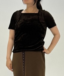 DIP IN CHOCOLATE（ディップインチョコレート）の「ベロアTシャツ【DIP IN CHOCOLATE】（Tシャツ/カットソー・レディース）」