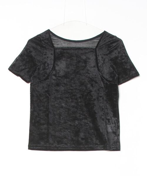 DIP IN CHOCOLATE(ディップインチョコレート)の「ベロアTシャツ【DIP IN CHOCOLATE】(Tシャツ/カットソー・レディース・ブラウン/ライトグレー/ブラック・F)」の7枚目の写真