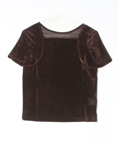 DIP IN CHOCOLATE(ディップインチョコレート)の「ベロアTシャツ【DIP IN CHOCOLATE】(Tシャツ/カットソー・レディース・ブラウン/ライトグレー/ブラック・F)」の8枚目の写真
