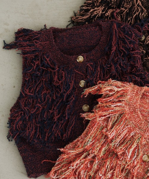 crinkle crinkle crinkle バーガンディ フリンジベスト crinkle crinkle crinkle バーガンディ フリンジベスト crinkle