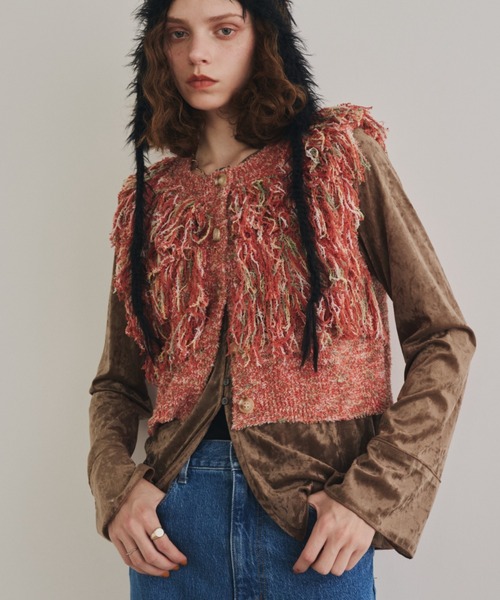 Unitage（ユニテージ）の「ミックスカラーフリンジベスト（ベスト・レディース・ブラック/ボルドー/オレンジ・FREE）」の9枚目の写真