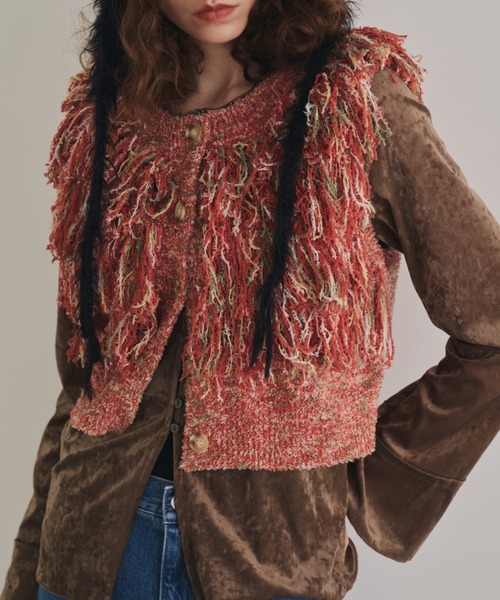 Unitage（ユニテージ）の「ミックスカラーフリンジベスト（ベスト・レディース・ブラック/ボルドー/オレンジ・FREE）」の10枚目の写真