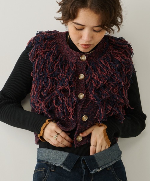 crinkle crinkle crinkle バーガンディ フリンジベスト crinkle crinkle crinkle バーガンディ フリンジベスト crinkle