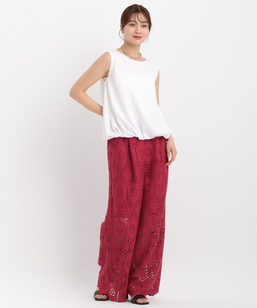 Andemiu(アンデミュウ)の「クロシェレースイージーパンツ578209(その他パンツ・レディース・オフホワイト/ブラック/レッド・FREE)」の6枚目の写真