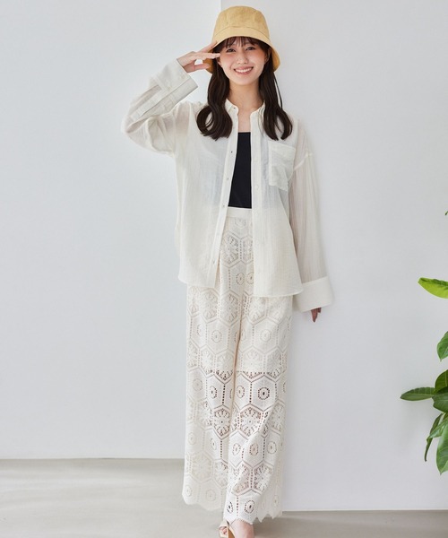 Andemiu(アンデミュウ)の「クロシェレースイージーパンツ578209(その他パンツ・レディース・オフホワイト/ブラック/レッド・FREE)」の20枚目の写真