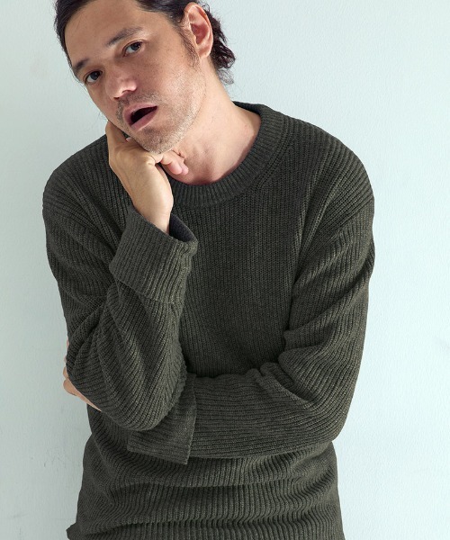 EGO TRIPPING（エゴトリッピング）の「mn3155-FORMKNIT ニット（ニット/セーター・メンズ・ブラック/杢グレー/ダークカーキ・46/48）」の3枚目の写真