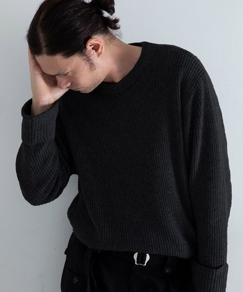 EGO TRIPPING（エゴトリッピング）の「mn3155-FORMKNIT ニット（ニット/セーター・メンズ・ブラック/杢グレー/ダークカーキ・46/48）」の14枚目の写真