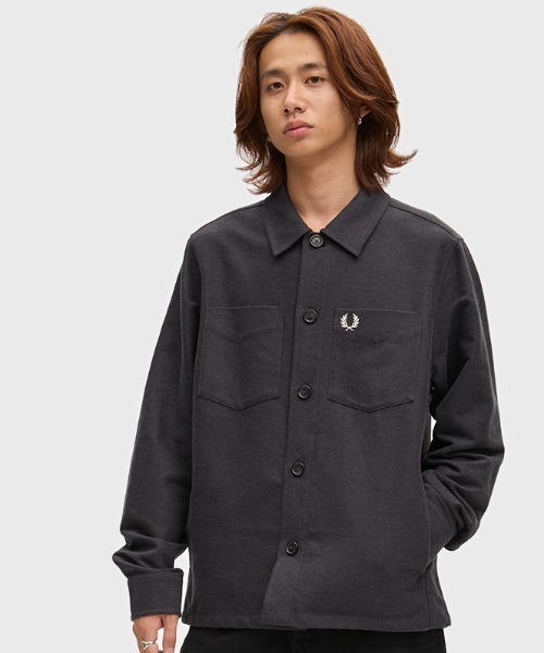 FRED PERRY(フレッドペリー)の「【先行予約受付中】Brushed Twill Overshirt/コットンツイルオーバーシャツ(シャツ/ブラウス・メンズ・ネイビー/グレー/ブラック・L/M/S)」の1枚目の写真
