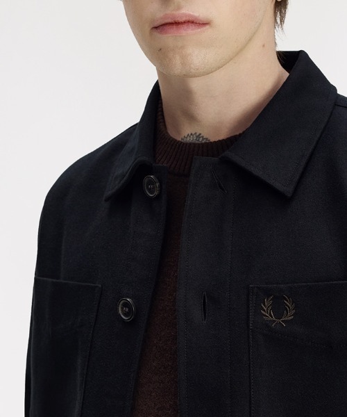 FRED PERRY(フレッドペリー)の「【先行予約受付中】Brushed Twill Overshirt/コットンツイルオーバーシャツ(シャツ/ブラウス・メンズ・ネイビー/グレー/ブラック・L/M/S)」の13枚目の写真