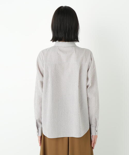 human woman（ヒューマンウーマン）の「◆パナマサッカーストライプシャツブラウス（シャツ/ブラウス・レディース・ダークインディゴブルー/クリアブラウン/ブルー系その他3・MEDIUM）」の22枚目の写真