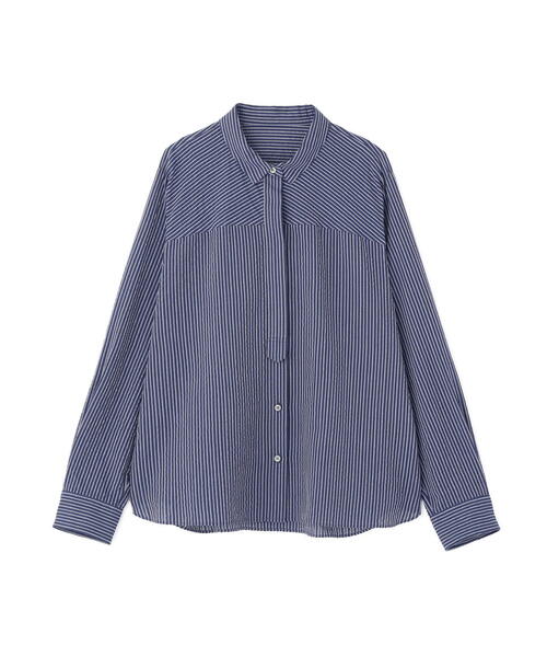 human woman（ヒューマンウーマン）の「◆パナマサッカーストライプシャツブラウス（シャツ/ブラウス・レディース・ダークインディゴブルー/クリアブラウン/ブルー系その他3・MEDIUM）」の13枚目の写真