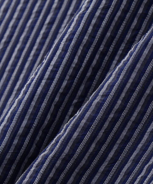 human woman（ヒューマンウーマン）の「◆パナマサッカーストライプシャツブラウス（シャツ/ブラウス・レディース・ダークインディゴブルー/クリアブラウン/ブルー系その他3・MEDIUM）」の7枚目の写真