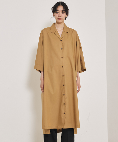 qualite（カリテ）の「ダンプシャツワンピース/秋服/冬服/羽織り（ワンピース・レディース・ベージュ/ダークネイビー・38/36）」の9枚目の写真