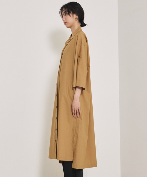 qualite（カリテ）の「ダンプシャツワンピース/秋服/冬服/羽織り（ワンピース・レディース・ベージュ/ダークネイビー・38/36）」の10枚目の写真