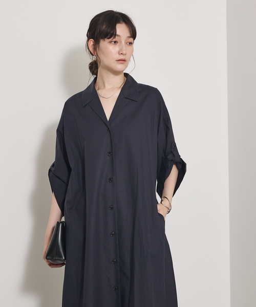 qualite（カリテ）の「ダンプシャツワンピース/秋服/冬服/羽織り（ワンピース・レディース・ベージュ/ダークネイビー・38/36）」の22枚目の写真