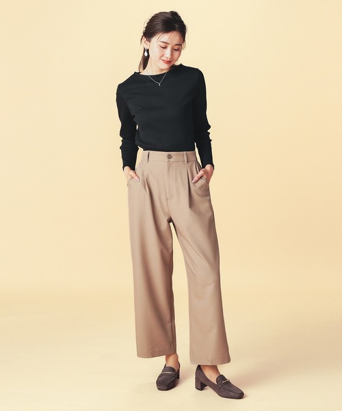 GLACIER lusso（グラシアルッソ）の「ボートネックトップス（Tシャツ/カットソー・レディース・ダークブルー/ブラック/アイボリー/ボルドー/キャメル・S/M/LL/L）」の11枚目の写真