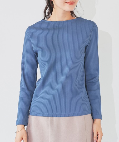 GLACIER lusso（グラシアルッソ）の「ボートネックトップス（Tシャツ/カットソー・レディース・ダークブルー/ブラック/アイボリー/ボルドー/キャメル・S/M/LL/L）」の16枚目の写真