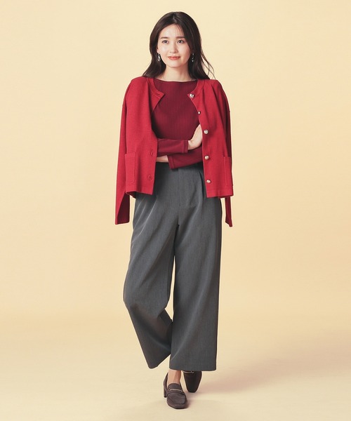 GLACIER lusso（グラシアルッソ）の「ボートネックトップス（Tシャツ/カットソー・レディース・ダークブルー/ブラック/アイボリー/ボルドー/キャメル・S/M/LL/L）」の17枚目の写真